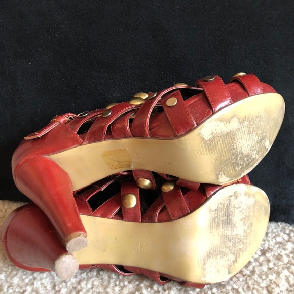 Jeffrey Campbell Ibiza Siz 8.5 Strappy Heels - Red - Picture 5 of 7